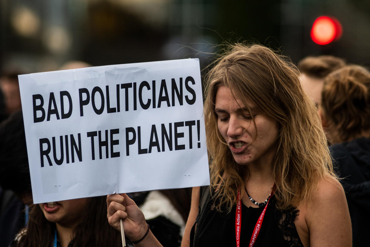 Protesters at the 2019 U.N. Climate Change Conference COP25