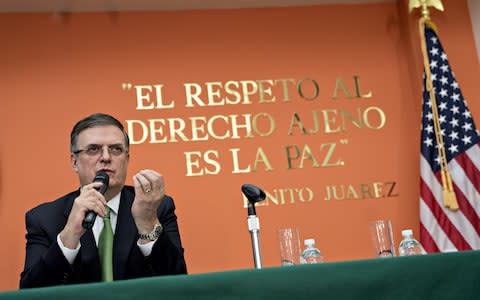 Marcelo Ebrard, Mexico's foreign minister, speaks during a news conference at the Embassy of Mexico in Washington - Credit: Andrew Harrer&nbsp;/Bloomberg&nbsp;