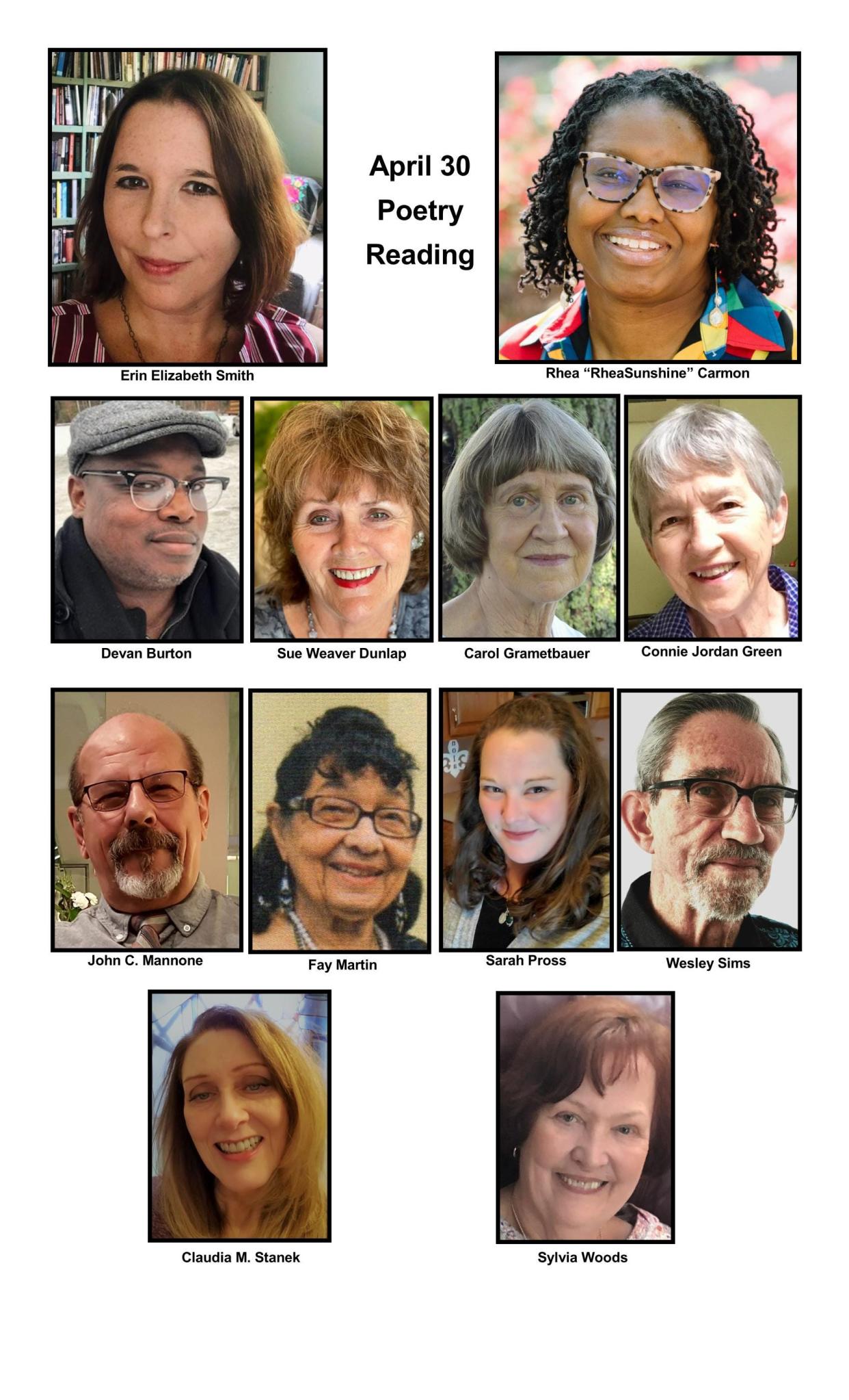 These poets will read at Oak Ridge Public Library April 30.