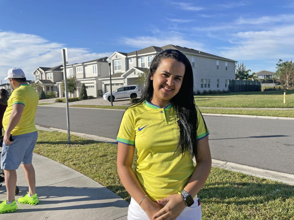 Julia Sosa, 29, a Brazilian vacationing in Florida, supports Bolsonaro. (Suzanne Gamboa / NBC News)