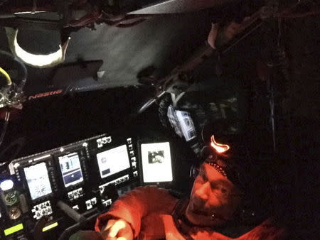 Swiss pilot Bertrand Piccard takes a selfie in the Solar Impulse 2 plane during the 6th leg of the round the world trip from Chongqing Jiangbei International Airport to Nanjing Lukou International Airport, Jiangsu province in China, April 21, 2015. REUTERS/Bertrand Piccard/Solar Impulse