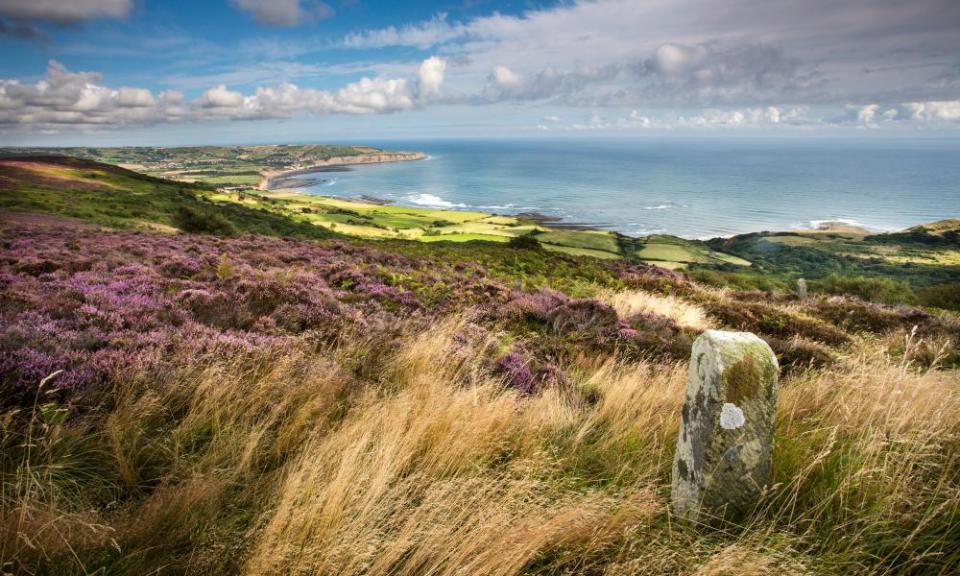 Robin Hood’s Bay seen from Ravenscar on the North Yorkshire Coast, UK.