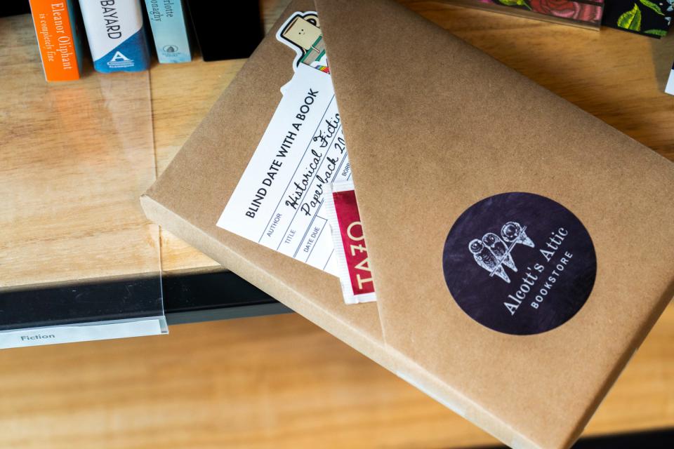 A blind date with a book gift is shown as a gift item for holiday shoppers at the space for Alcott's Attic Bookstore in the Downtown Detroit Markets located at Cadillac Square in downtown Detroit on Wednesday, November 30, 2022.