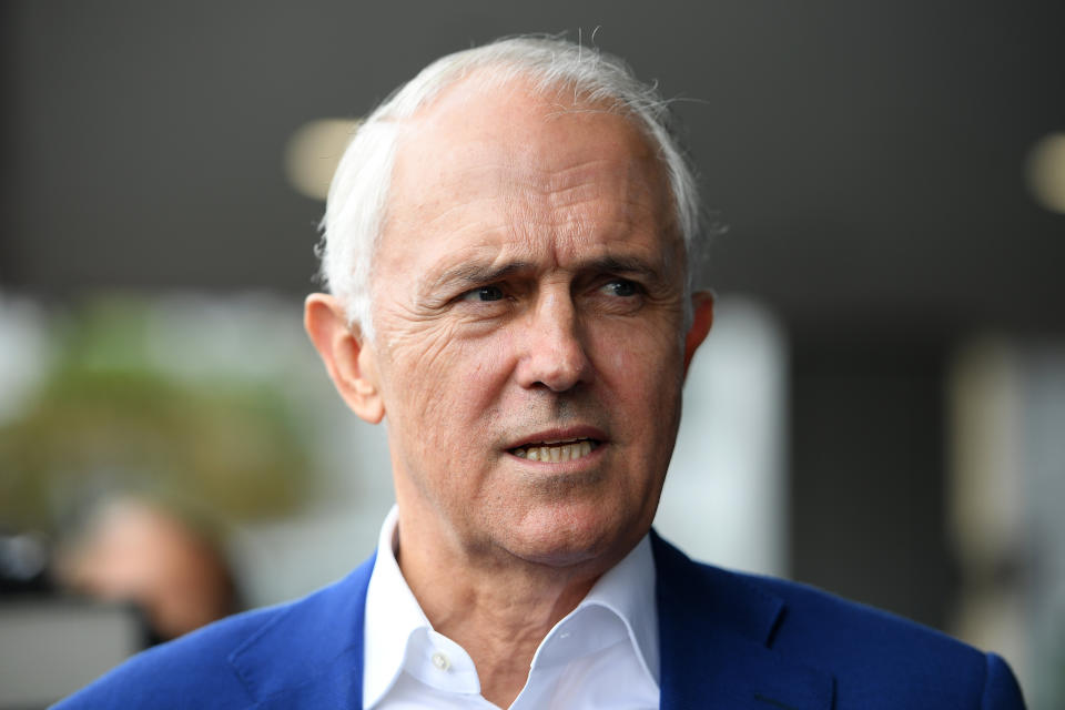 Former prime minister Malcolm Turnbull speaks to media after delivering an address at the NSW Smart Energy Summit in Sydney, Tuesday, December 4, 2018. (AAP Image/Dan Himbrechts) NO ARCHIVING