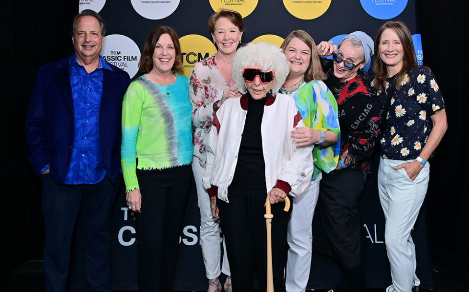 Jon Lovitz, Patti Pelton, Ann Cusack, Maybelle Blair, Megan Cavanagh, Lori Petty, and Anne Ramsay attend the screening of “A League of Their Own” - Credit: Stefanie Keenan/Getty Images