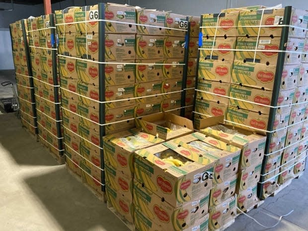 Leftovers Foundation received a large donation of bananas on Feb. 26 and said it needed help finding homes for them before they spoil. (Submitted by Leftovers YYC - image credit)