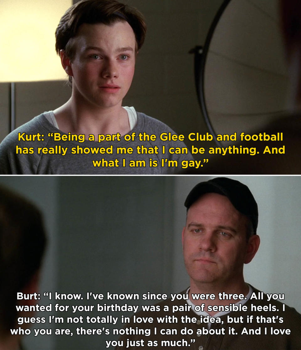 Kurt tells his dad he's gay, Burt says he's known since Kurt was three and loves him just as much