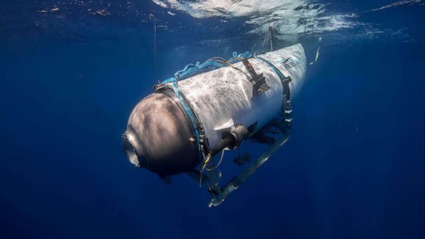 PHOTO: This undated image courtesy of OceanGate Expeditions, shows their Titan submersible beginning a descent. (OceanGate Expeditions/AFP via Getty Images, FILE)
