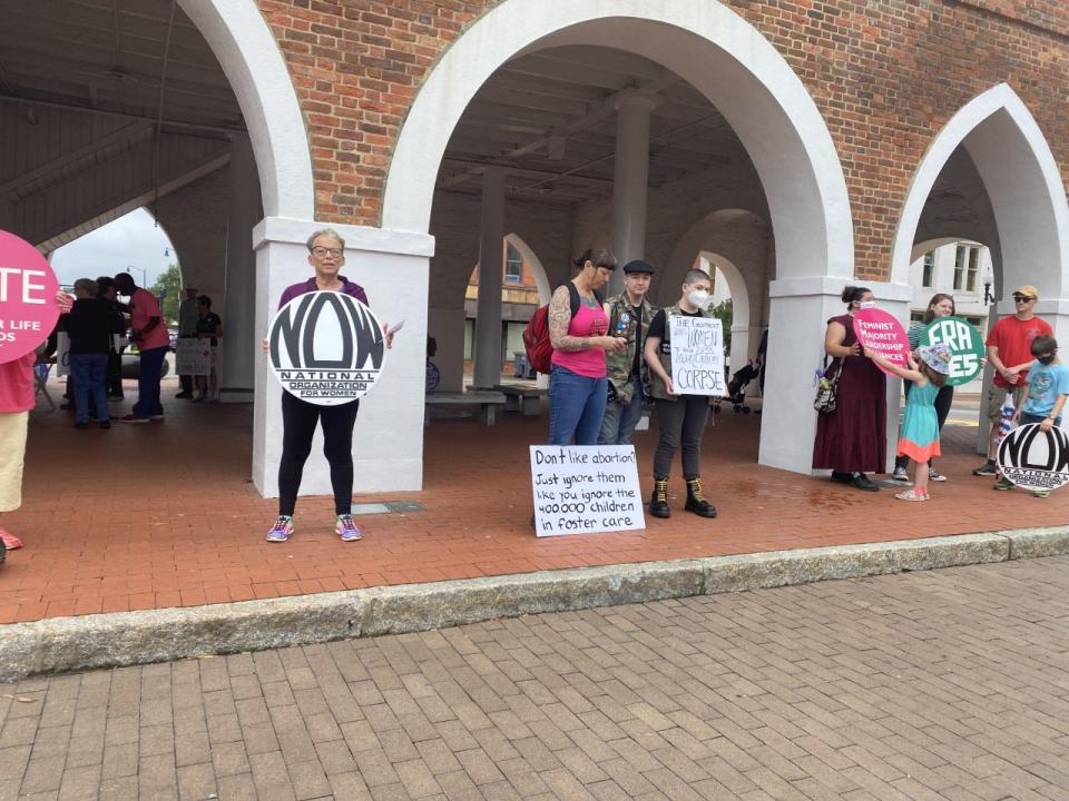 Fayetteville chapter of NOW holds protest for abortion rights in downtown Fayetteville.