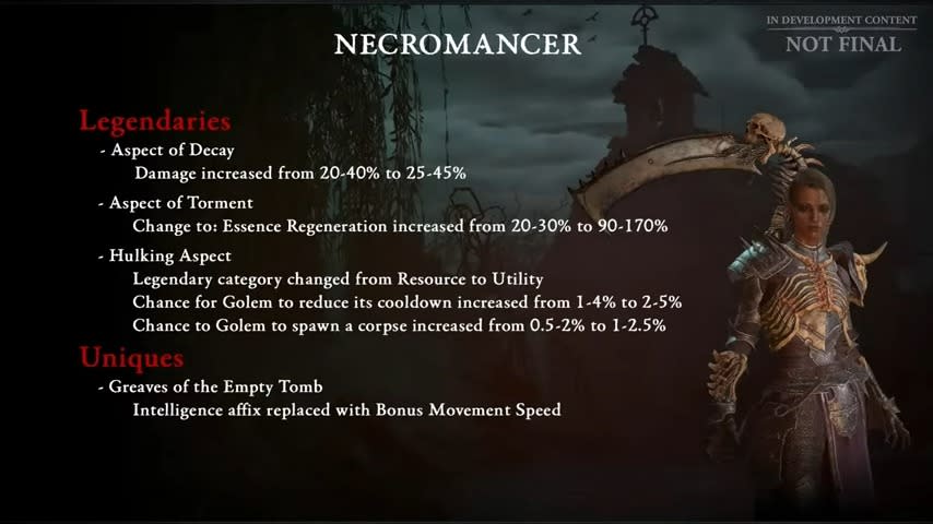 Class changes coming for Necromancer in Patch 1.1.1