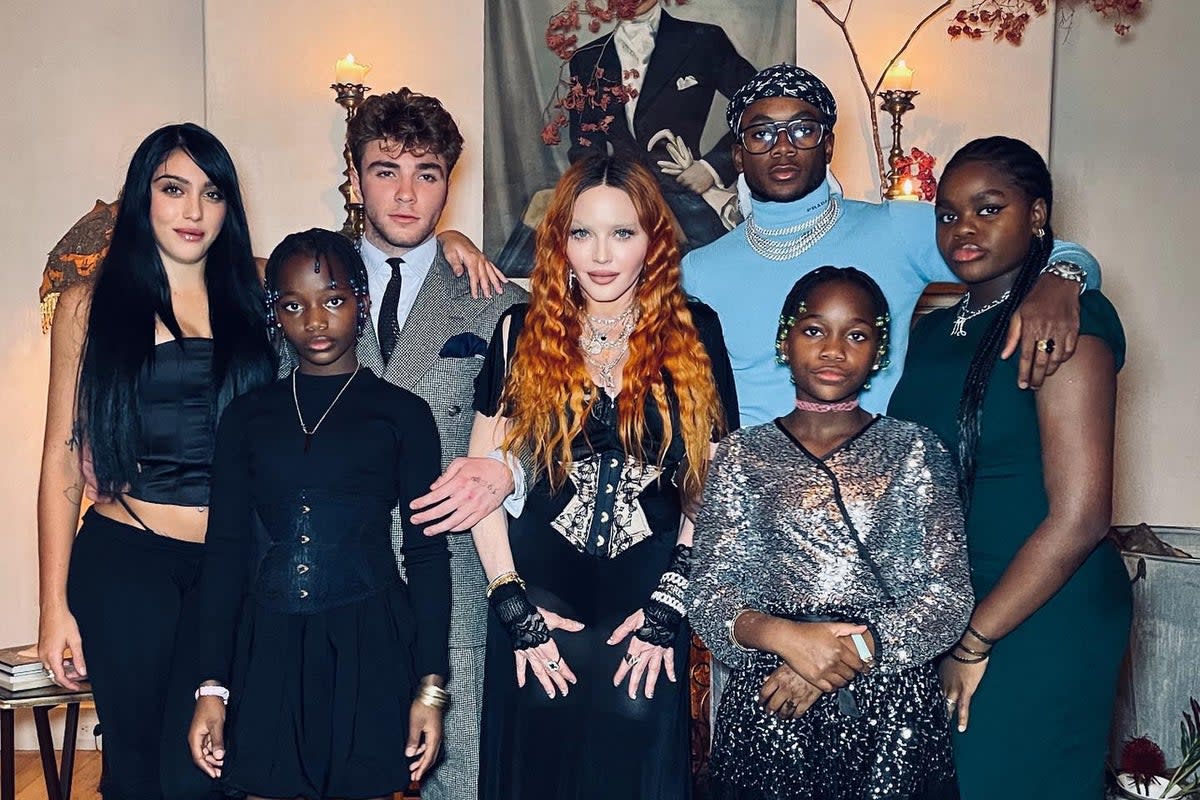 Madonna, pictured here with her six children, has admitted to struggling with being a mother  (Madonna/Instagram)