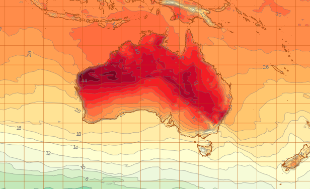 Picture of what Tuesday is forecast to look like at 5pm AEST.