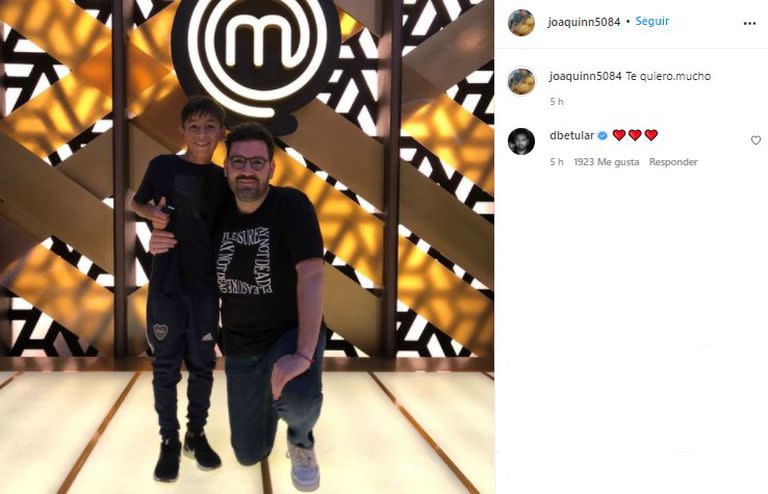 "El nene de las tortas" compartió en sus redes una foto junto a Damián Betular (Crédito: Instagram/@joaquinn5084)