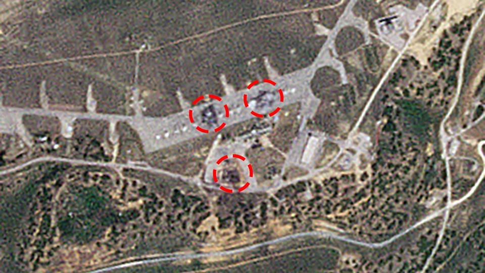 Clearly visible damage to a portion of Belbek's flightline and adjacent areas can be seen in this satellite image taken on May 16.<em> PHOTO © 2024 PLANET LABS INC. ALL RIGHTS RESERVED. REPRINTED BY PERMISSION</em>