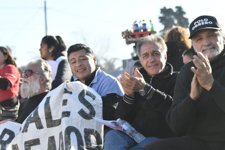 Néstor Pitrola y Eduardo Belliboni en el acto de La Matanza