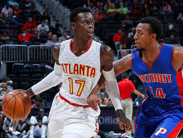 Dennis Schröder lines up for the pay day. (Getty Images)