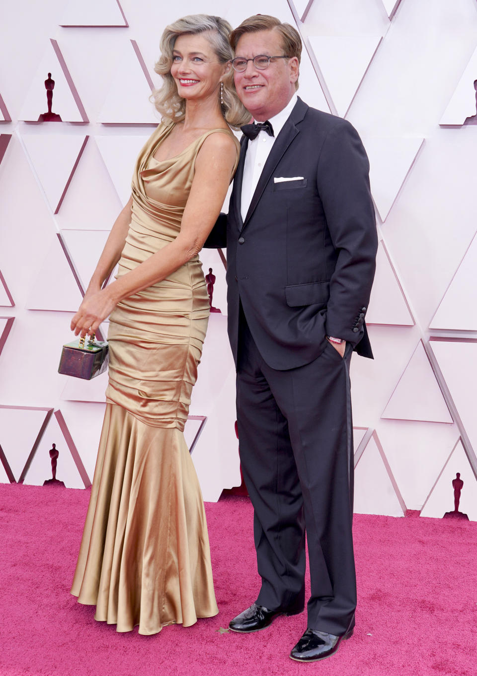 Paulina Porizkova and Aaron Sorkin attend the 93rd Annual Academy Awards at Union Station in Los Angeles. (Getty Images)