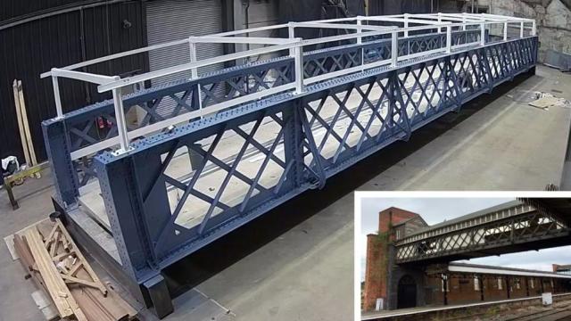 Worcester News: The station's luggage bridge was replaced with an identical replica in 2021