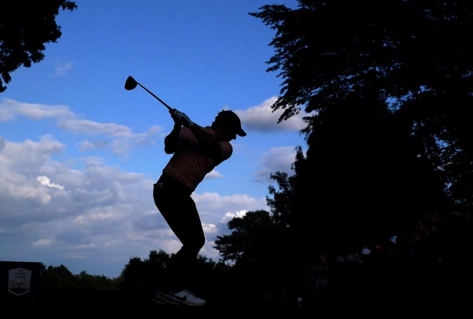 Rory McIlroy tees off on the 17th hole during day three of the BMW PGA Championship at Wentworth (Adam Davy/PA) (PA Wire)