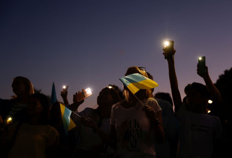 Ucranianos en Malta, en una manifestación antes del Día de la Independencia de Ucrania