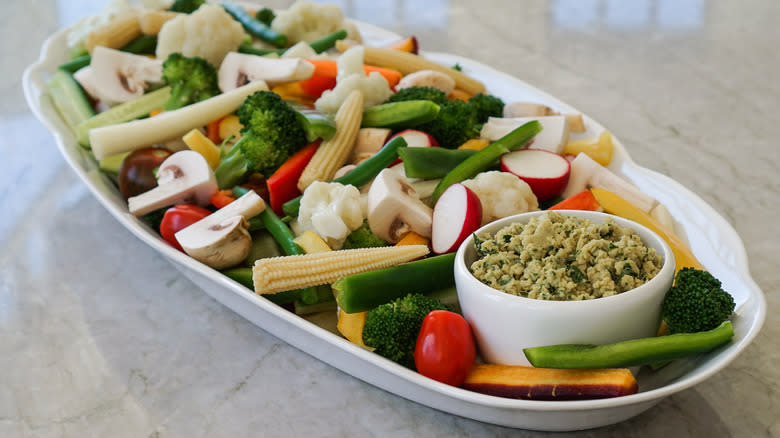 serving dish with vegetable crudites