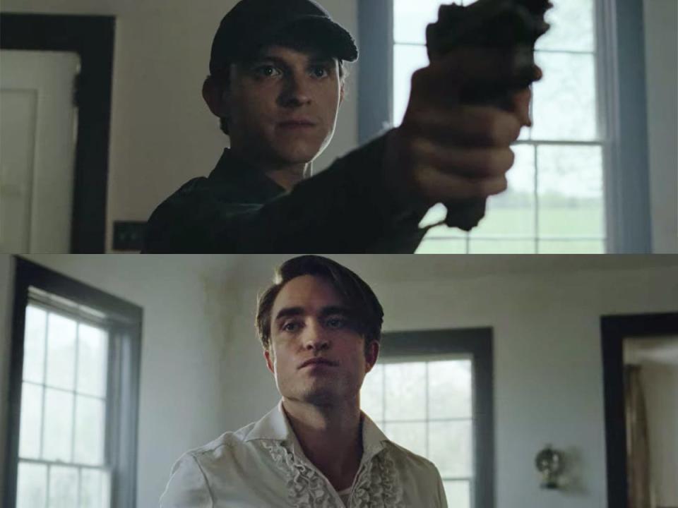 the devil all the time tom holland robert pattinson gun scene