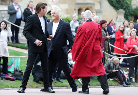 Fashion designer David Emanuel arrives at the wedding of Princess Eugenie to Jack Brooksbank at St George's Chapel in Windsor Castle, Windsor, Britain, October 12, 2018. Gareth Fuller/Pool via REUTERS