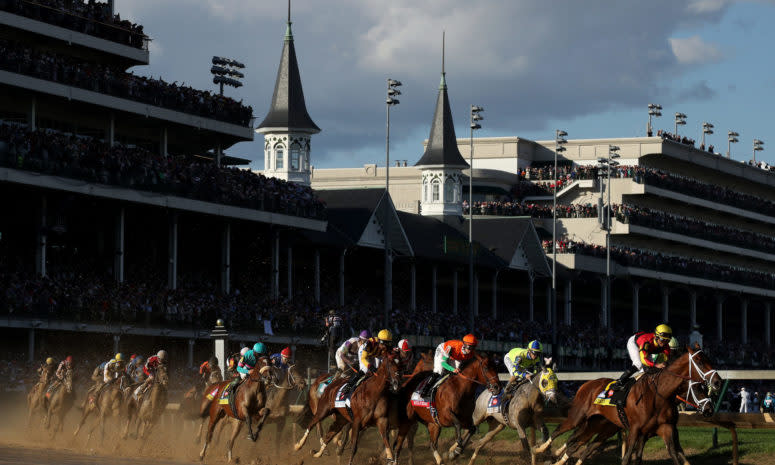 Shot of Churchill Downs at the Kentucky Derby.