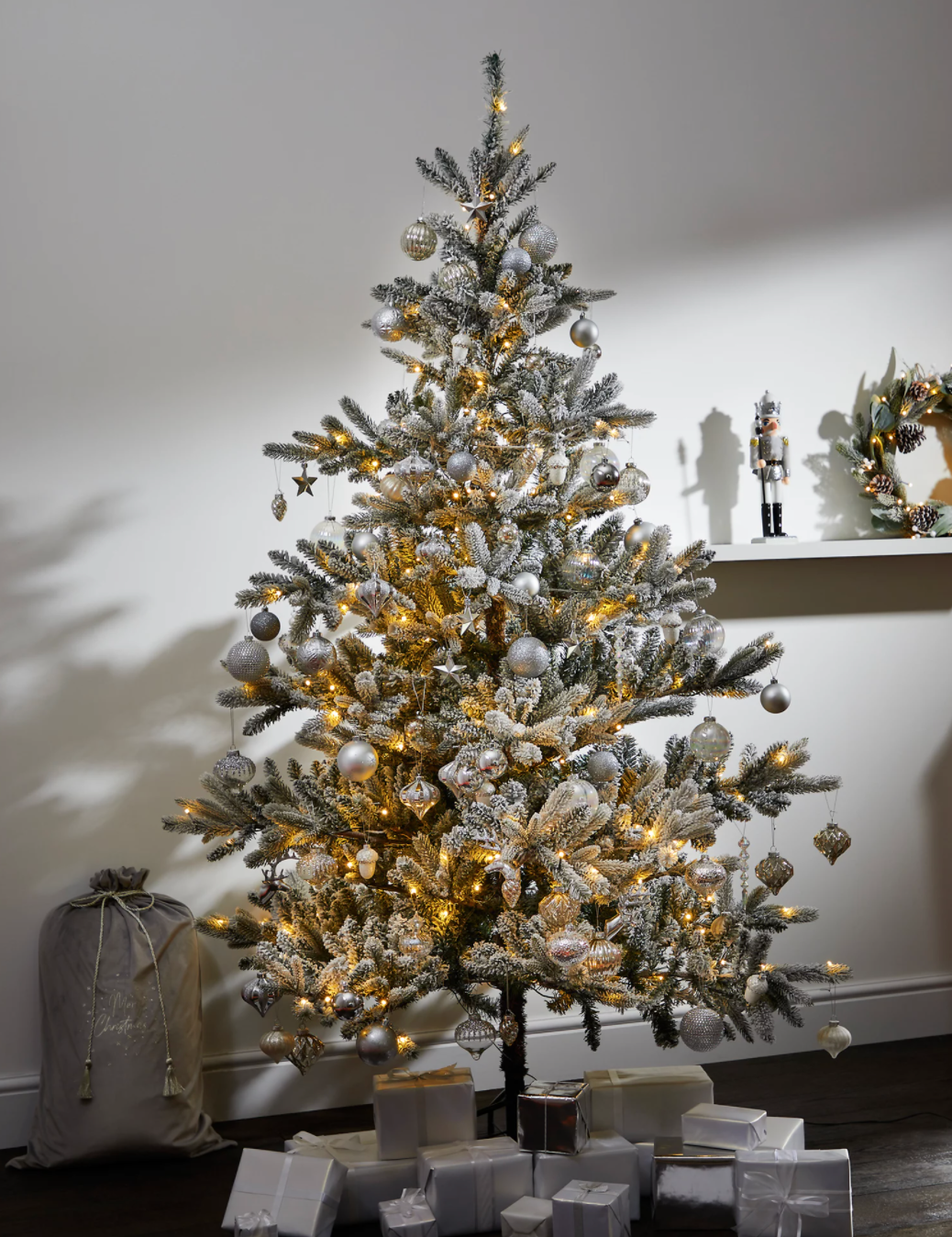 Pre Lit Snowy Noble Christmas Tree, 7ft (Marks and Spencer)