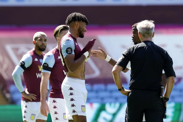 Tyrone Mings and Wilfried Zaha clashed