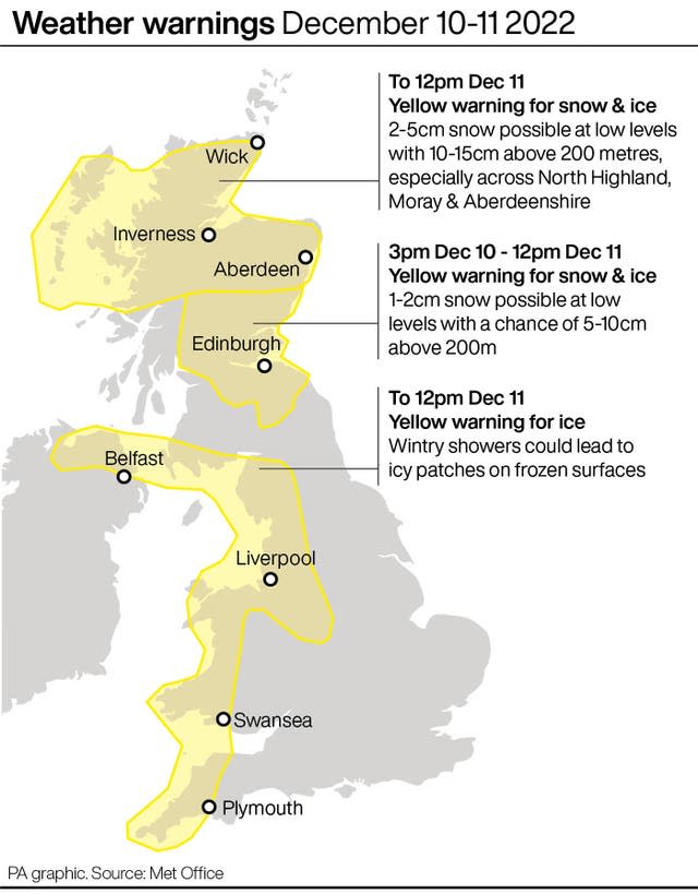 Weather warnings December 10-11 2022