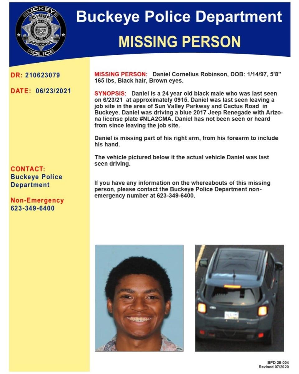 Daniel Robinson's missing person poster.