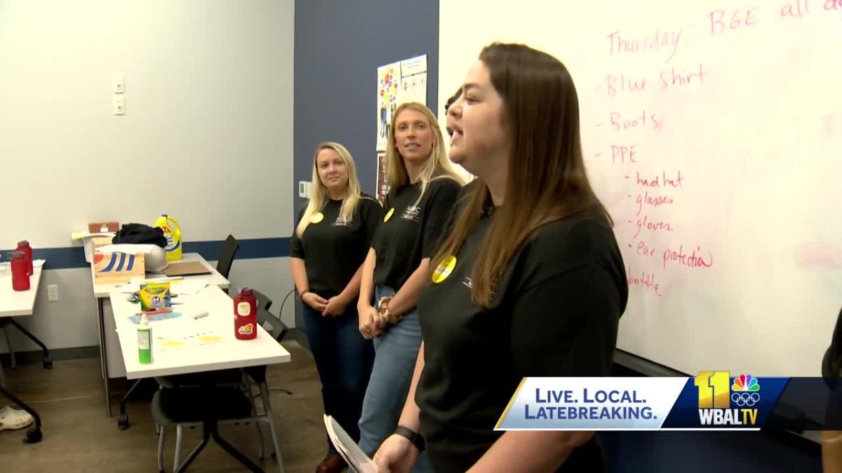 Young women learn about jobs in construction