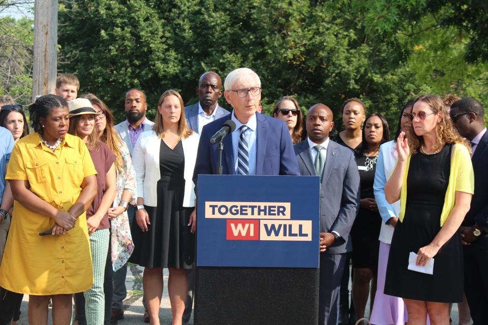 Gov. Tony Evers announced on Tuesday, Aug. 8, 2023, a $1.1 billion proposal that would in part fund child care centers, paid family leave and higher education. He's calling for a special session Sept. 20 to take up his plan.