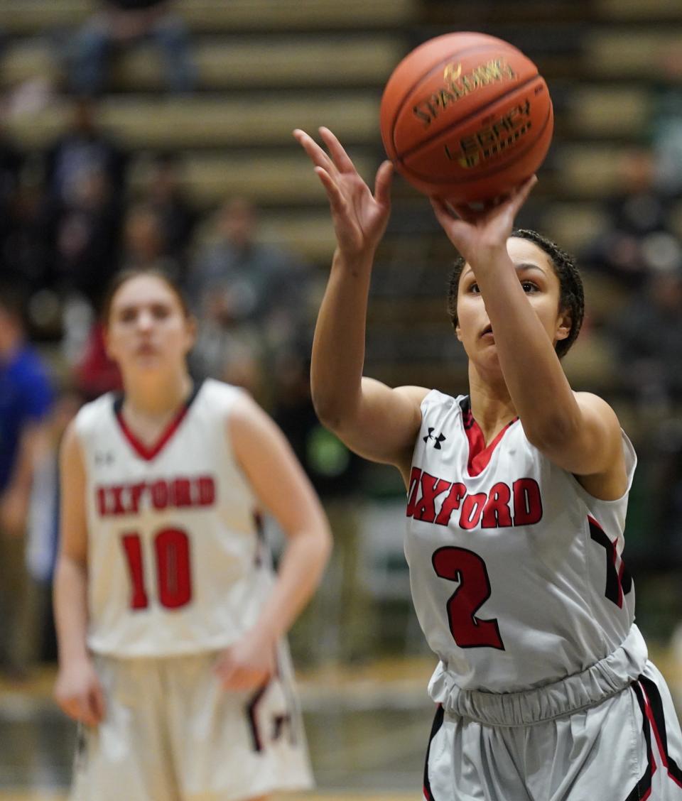 Oxford takes on Notre Dame in the girls Class D state semifinal game at Hudson Valley Community College in Troy, on Saturday, March 18, 2023.