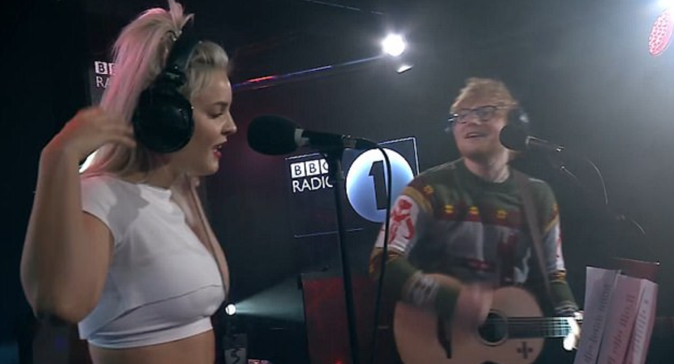 Ed dueted with British musician Anne-Marie. Source: YouTube/BBCRadio1