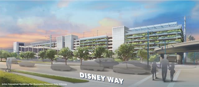 <p>Disney</p> Rendering of one of the proposed parking garages to be built at Disneyland.