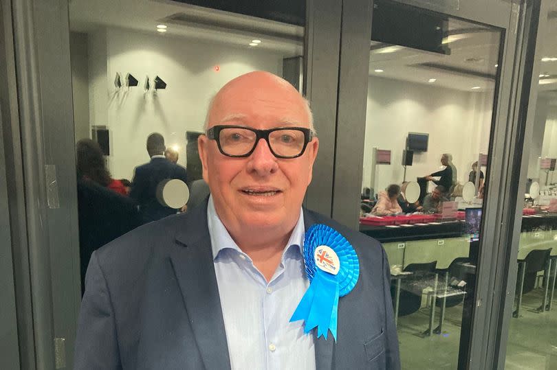 Robin Garrido, leader of the Conservative group in Salford at the 2024 general election count