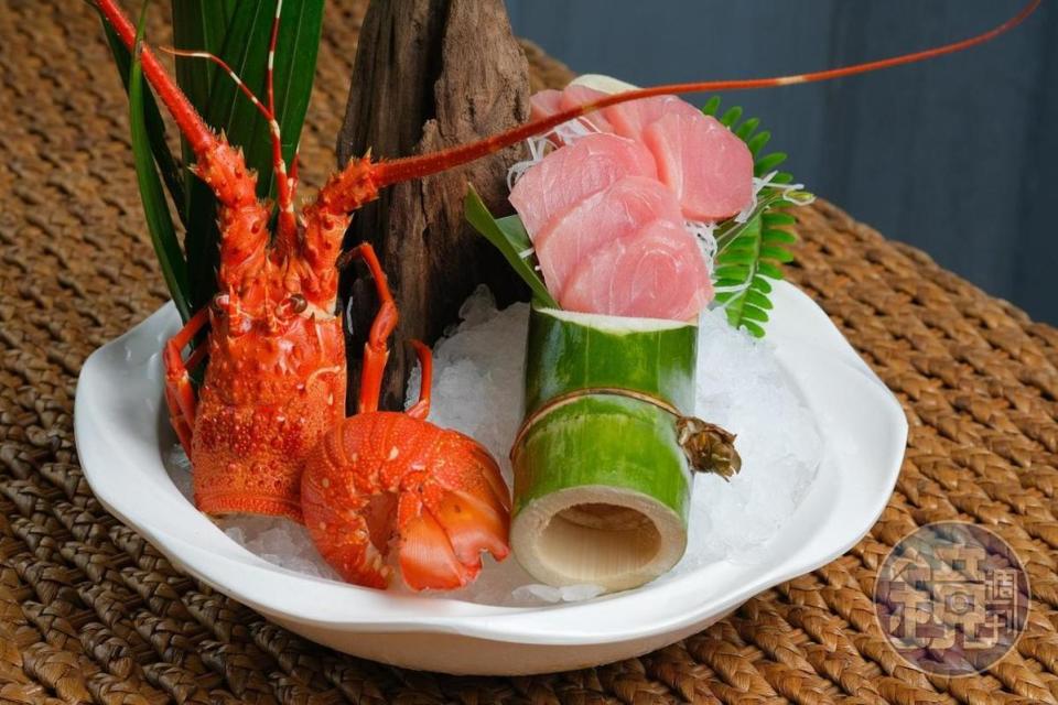 「山海宴旬料理」餐廳主打新鮮海味料理，生魚片也很新鮮。