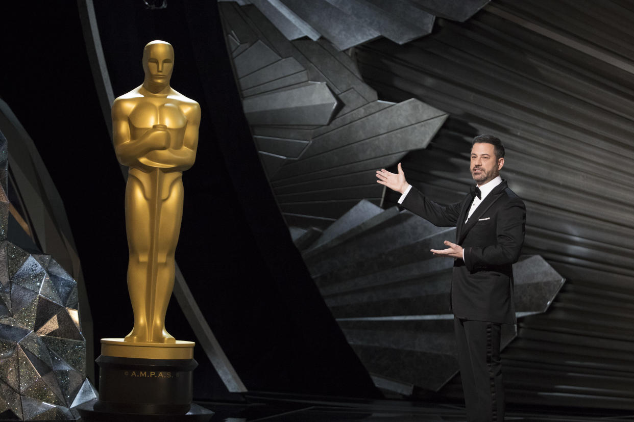 THE OSCARS(r) - The 90th Oscars(r)  broadcasts live on Oscar(r) SUNDAY, MARCH 4, 2018, at the Dolby Theatre® at Hollywood & Highland Center® in Hollywood, on the Disney General Entertainment Content via Getty Images Television Network. (Ed Herrera via Getty Images)
JIMMY KIMMEL