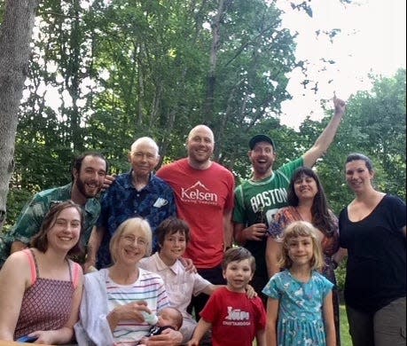 The whole James family at a cookout, their first time all together in person after the first COVID wave. Bob had made some of the food despite not being able to eat it.