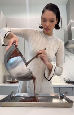<p>Nara Smith Instagram</p> Nara Smith in one of her baking videos.
