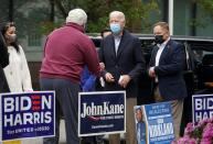 Joe Biden visits a voter activation center in Chester, Pennsylvania