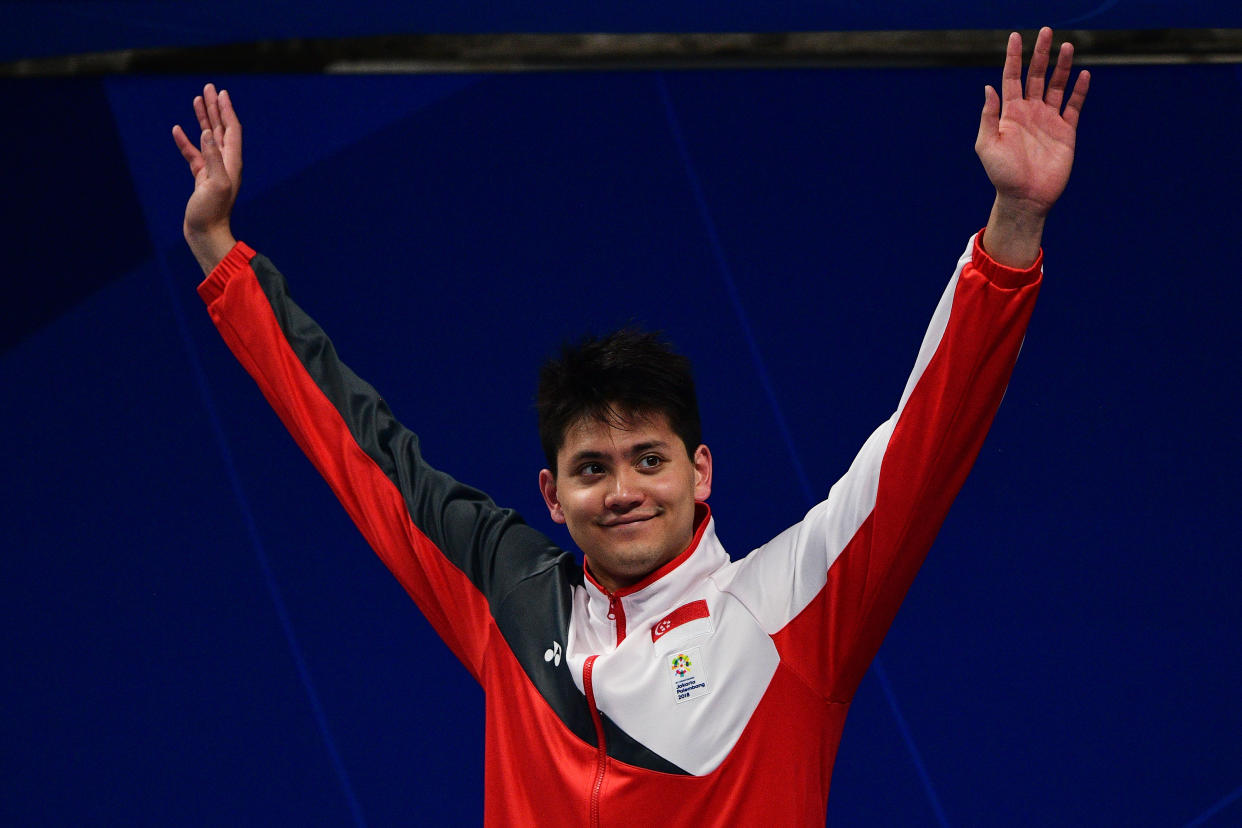 Singapore's Olympic swimming champion Joseph Schooling at the 2018 Asian Games in Jakarta.