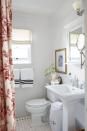 <p>Janet and Larry Korff took out the bulky bathroom door and replaced it with a stylish curtain. The upgrade makes the space feel far less cramped, but it still ensures privacy.</p>