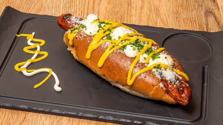 Seattle-style hot dog with cream cheese