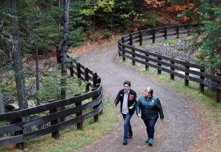 Liberal leader and Canadian Prime Minister Justin Trudeau campaigns for the upcoming election, in Riverview