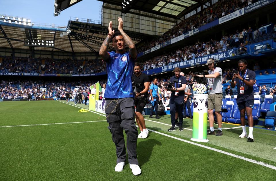 Jadon Sancho is in line to make his Chelsea debut this weekend (Chelsea FC via Getty Images)