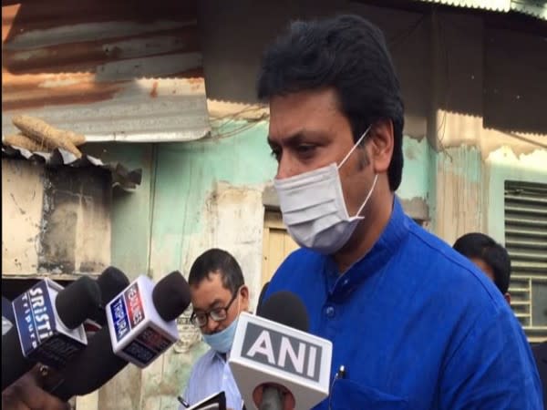 Tripra Chief Minister Biplab Kumar Deb talks to media in Agaratala on Tuesday. (Photo/ANI)