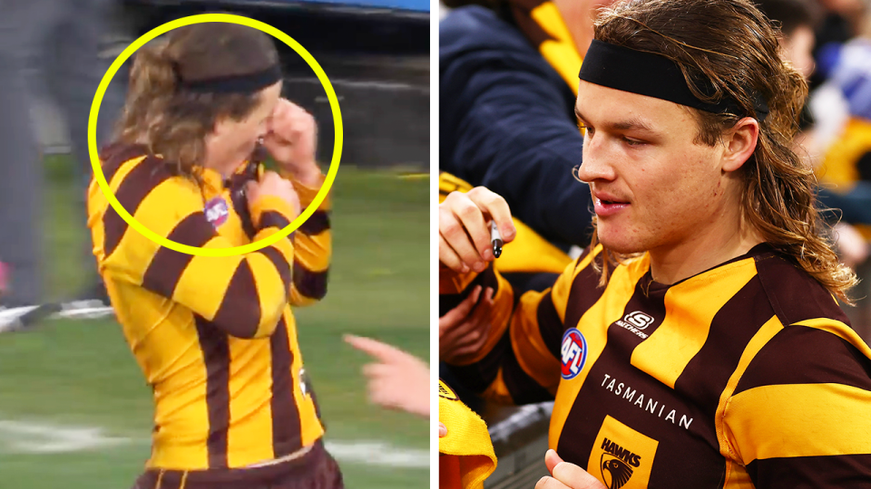 Jack Ginnivan kisses the badge and signs autographs.